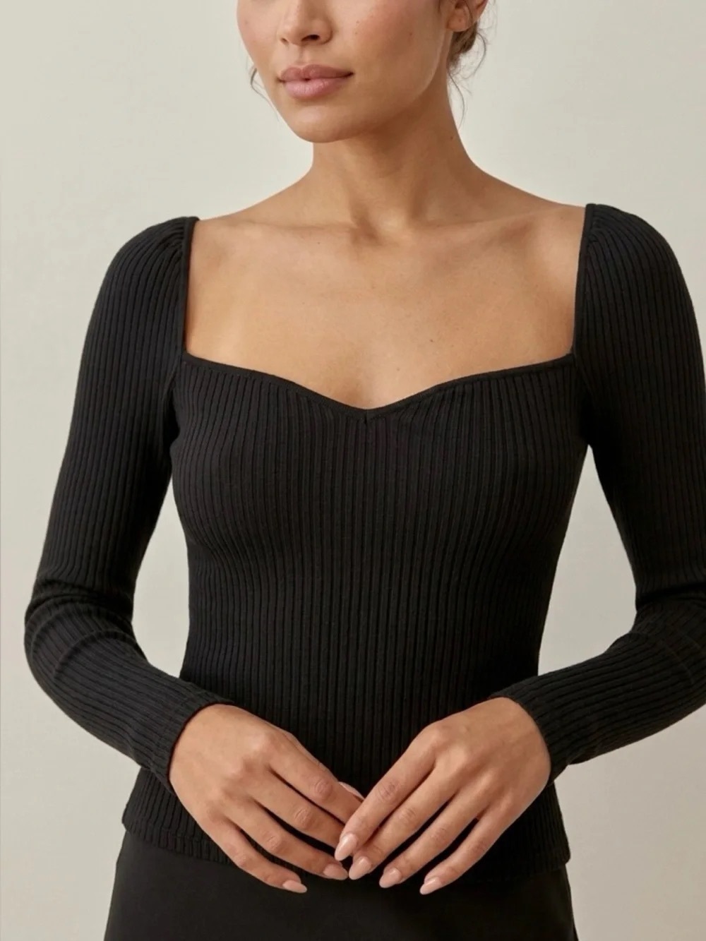 Reformation - October Sweetheart Knit Top (black)